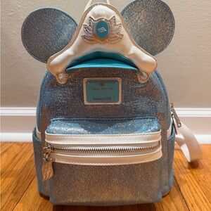 Loungefly Sparkle Blue Mouse Ear Mini Backpack- Disney Cruiseline